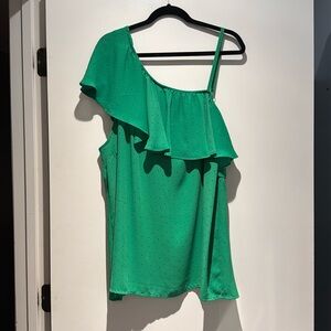 NWT Green Polka dot One Shoulder Ruffle Top - Torrid Size 4x